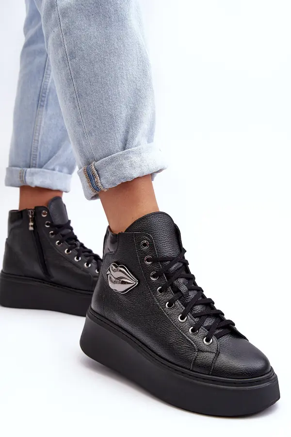 Boto Boto Women's High Zip Sneakers Lemar Black Katerin