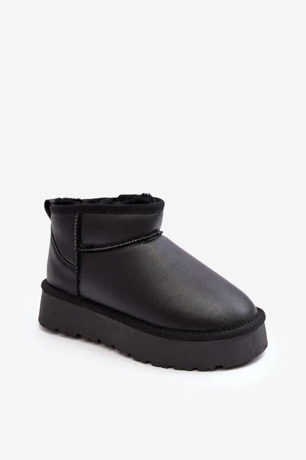 Boto Boto Women's Leather Snow Boots On Platform Black Loreley