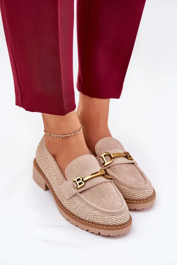 Boto Boto Women’s moccasins with braid and gold detail beige Seffolia