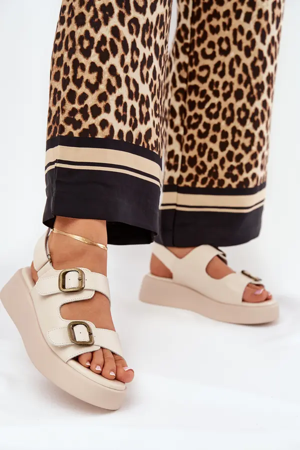 Boto Boto Women's Platform And Wedge Sandals With Buckles Beige Genorre