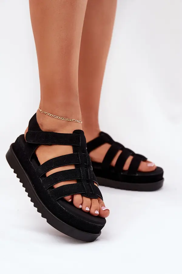 Boto Boto Women's Platform Eco Suede Sandals Black Filisenia