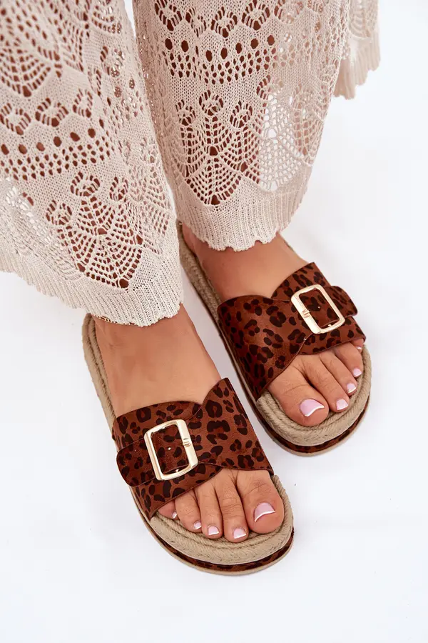 Boto Boto Women's Platform Sandals With Gold Buckle Leopard Selira