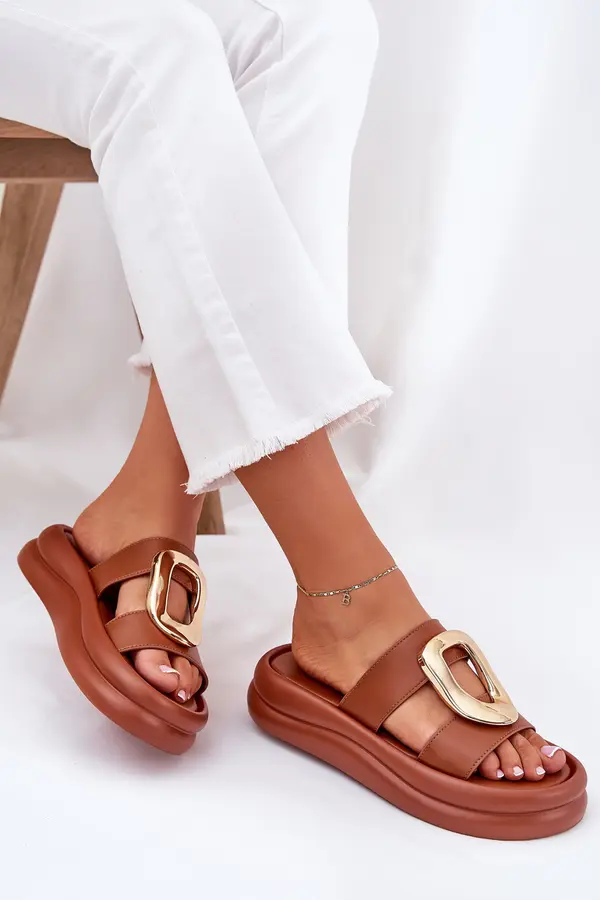 Boto Boto Women's Platform Sandals with Golden Detail Camel Ularinea