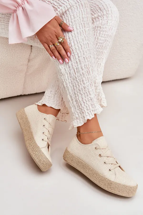 Boto Boto Women's Platform Sneakers With Braiding Beige Princa