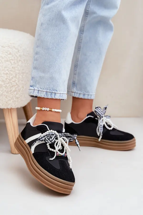 Boto Boto Women's platform sneakers with decorations black Vinness