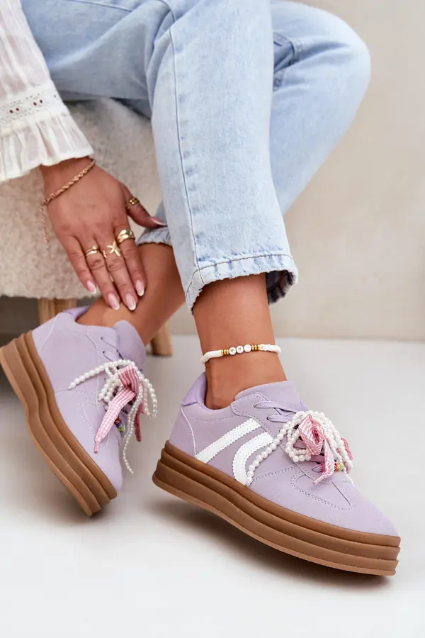 Boto Boto Women's Platform Sneakers With Decorations Purple Vinness