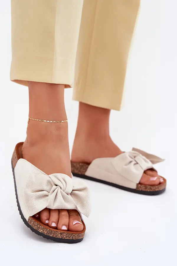 Boto Boto Women's sandals on cork sole with bow beige Seressa