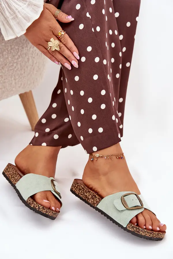 Boto Boto Women's sandals with buckle on cork platform mint Zavira
