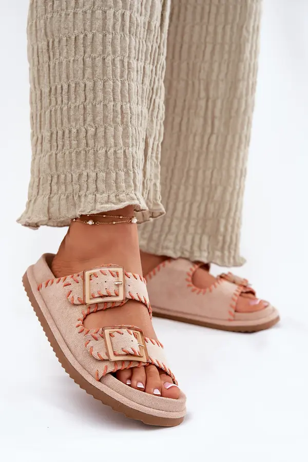 Boto Boto Women's Sandals With Buckles And Decorative Stitching Beige Visley
