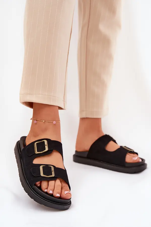 Boto Boto Women's Sandals With Buckles On Cork Sole Black Sercele