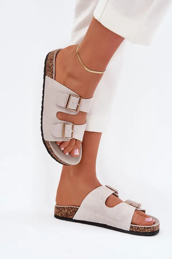 Boto Boto Women's sandals with golden buckles and stitching gray Lunera