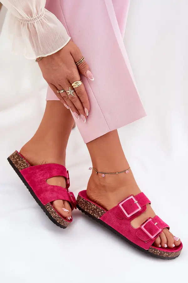 Boto Boto Women's sandals with transparent elements on cork sole fuchsia Sercele