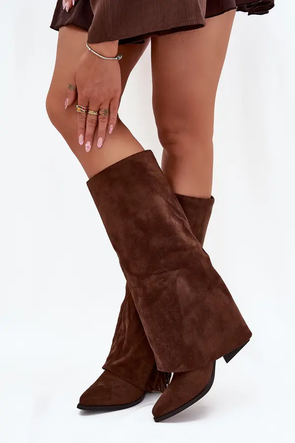 Boto Boto Women's Slip-On Cowboy Boots With Heels And Fringes Brown Zalia