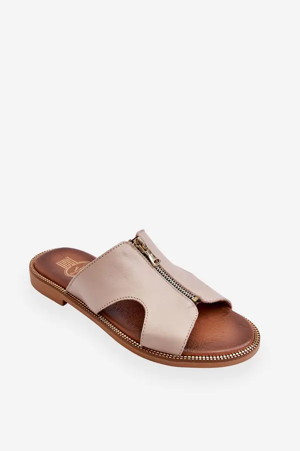 Boto Boto Women's Slippers With Decorative Zipper Beige Clarence