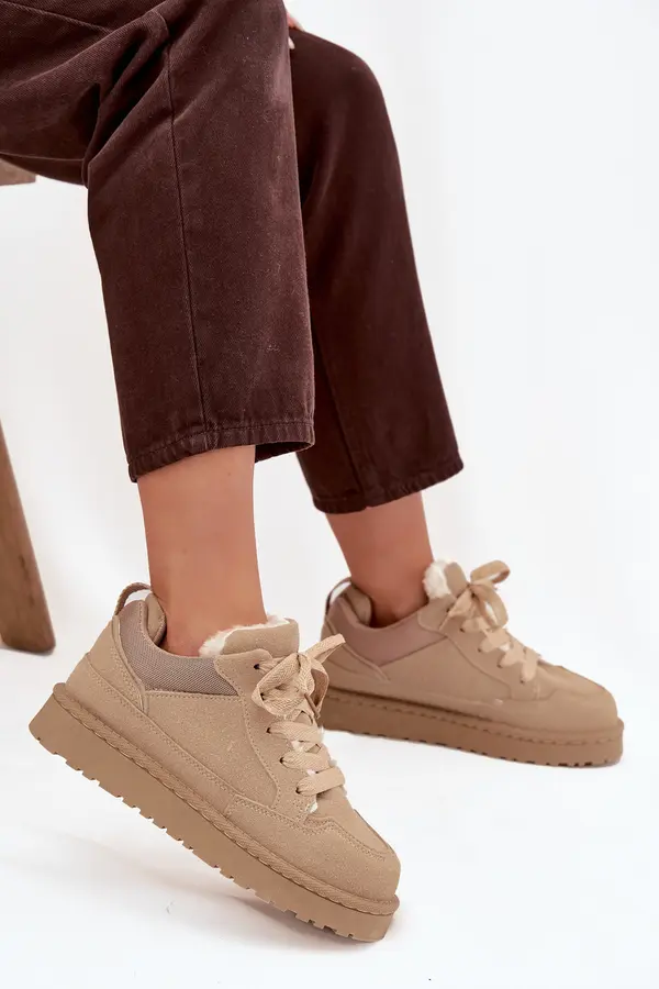 Boto Boto Women's Sneakers Lined with Fur Beige Cyrissa