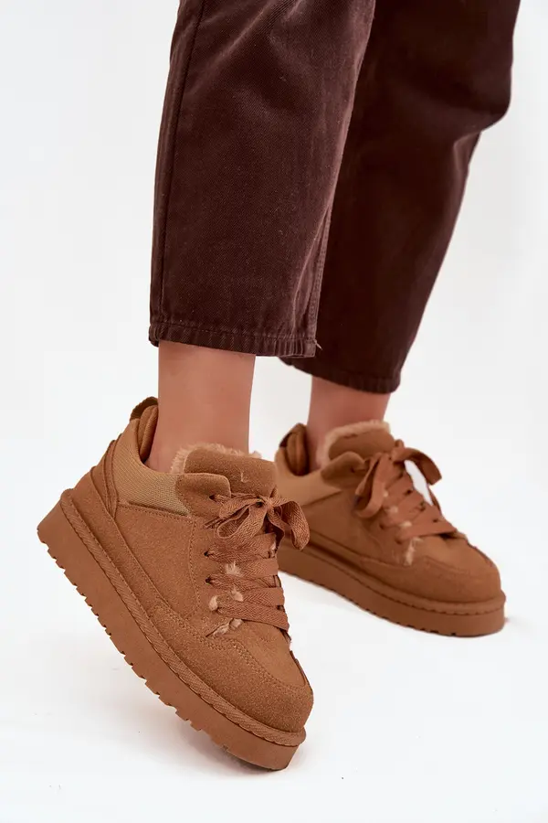 Boto Boto Women's Sneakers Lined with Furry Camel Cyrissa