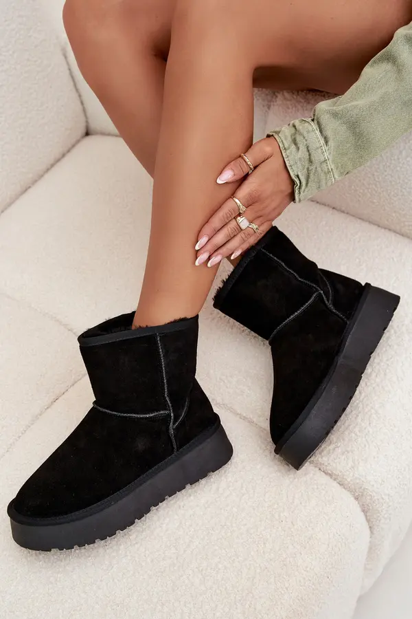 Boto Boto Women's Snow Boots Made of Genuine Suede on Platform Black Privine