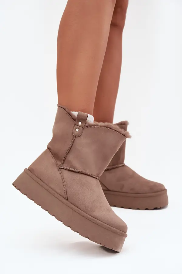 Boto Boto Women's Snow Boots On Platform With Fur Dark Beige Evelira