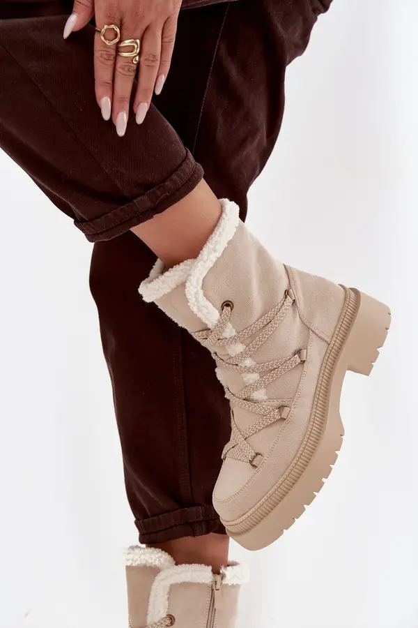Boto Boto Women's Snow Boots With Fur Beige Irmara