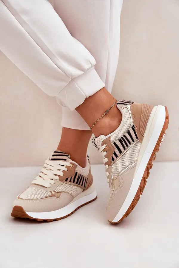 Boto Boto Women's Sports Shoes On Platform Zebra Beige Davinara
