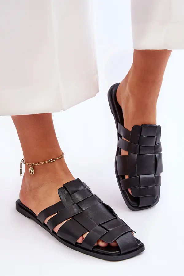 Boto Boto Women's Striped Slippers Black Reyna