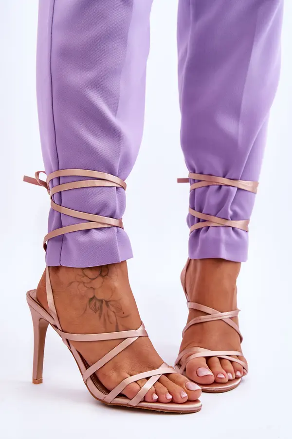 Boto Boto Women's Tied Sandals On A High Heel Beige Meya