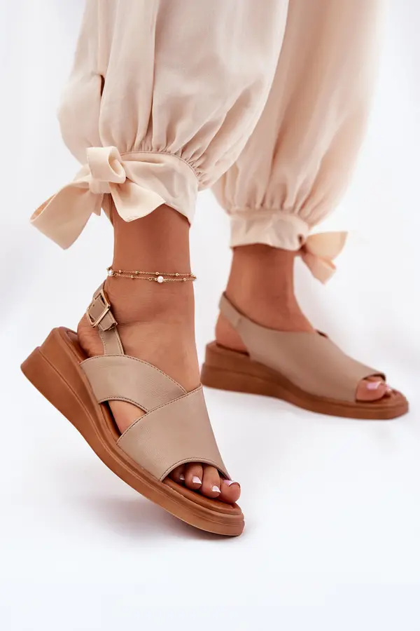 Boto Boto Women's Wedge Sandals Made Of Eco Leather Beige Quilara