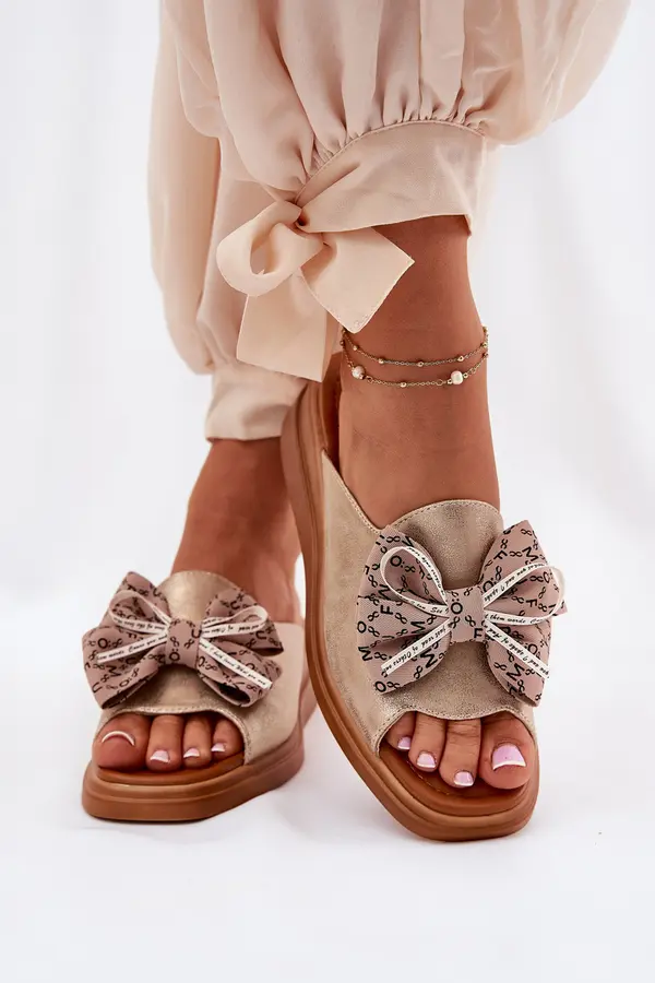 Boto Boto Women's Wedge Sandals With Bow Gold Moonzella