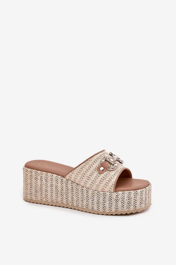 Boto Boto Women's Wedge Sandals With Braiding And Decoration Beige Isolene