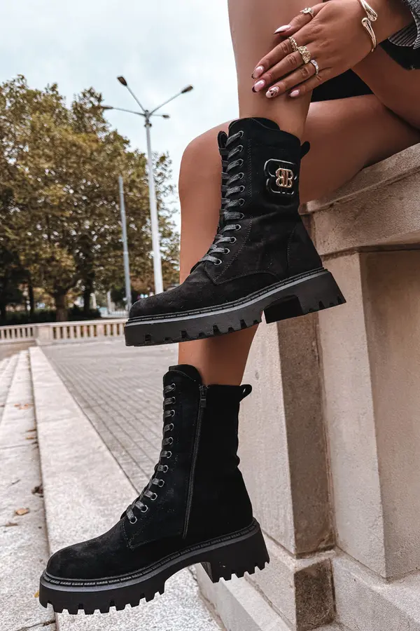 Boto Boto Women's Workery Boots With Decorative Element Insulated Black Kalindra