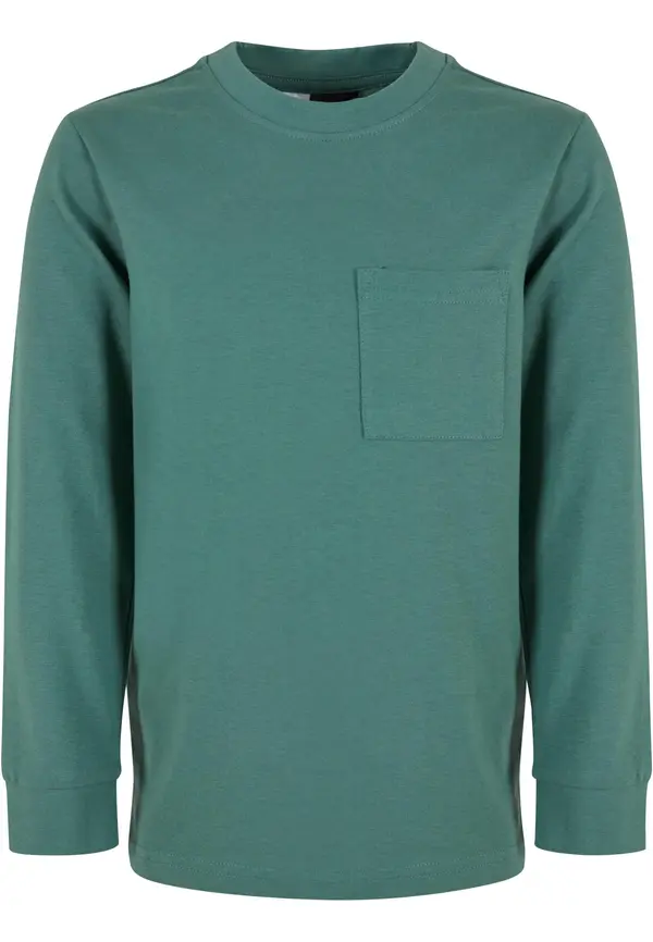Urban Classics Boys' long-sleeved T-shirt with a green pocket