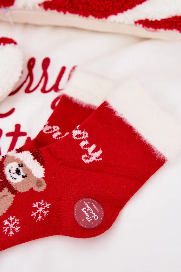 Aura.via Božićne dječje čarape s plišanim medvjedićem