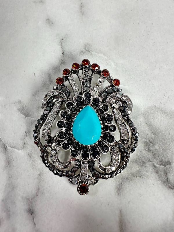 Kesi Brooch XZ459-109 Silver + Blue