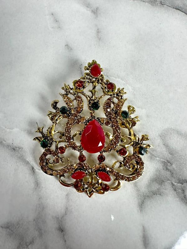 Kesi Brooch XZ459-191 gold + red