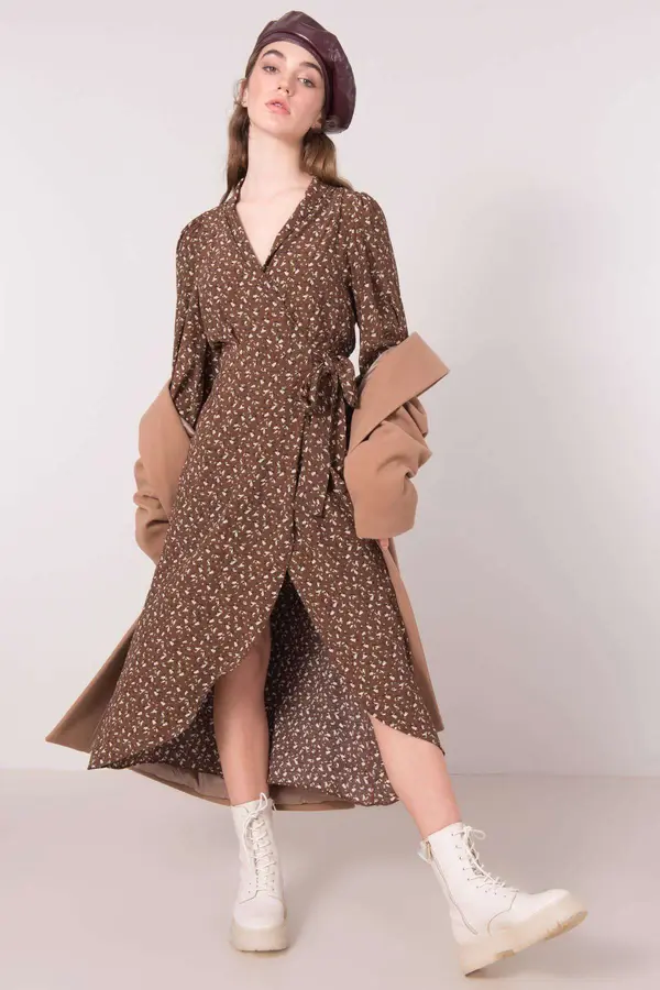 Fashionhunters Brown dress with BSL patterns