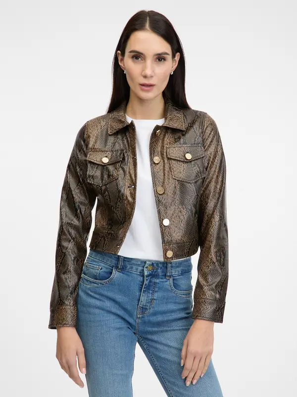 Orsay Brown women's patterned faux leather jacket ORSAY - Women's