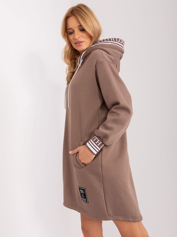 Fashionhunters Brown women's sweatshirt dress with insulation