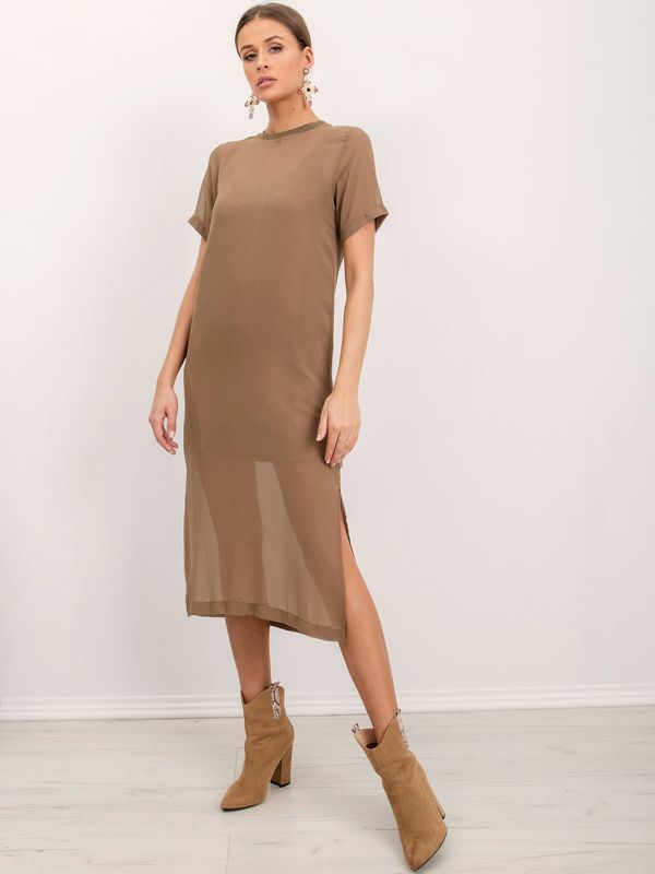 Fashionhunters BSL tamno bež haljina