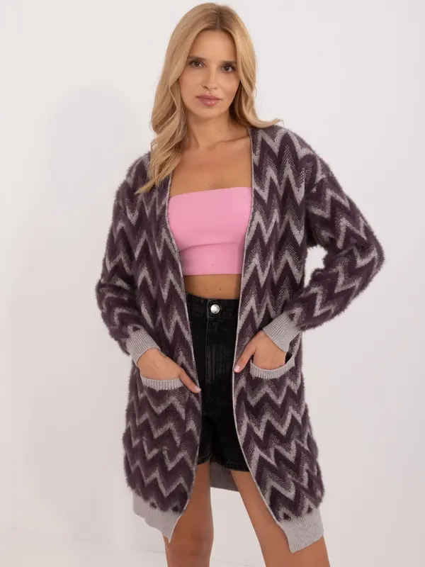 Wool Fashion Italia Cardigan-AT-SW-2340-A.00-dark purple