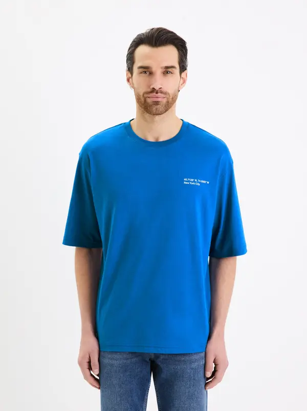 Celio Celio Gesympa plava pamučna majica kratkih rukava