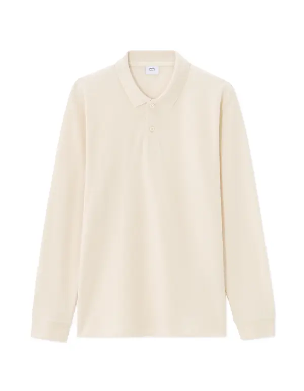 Celio Celio kremasta polo majica dugih rukava