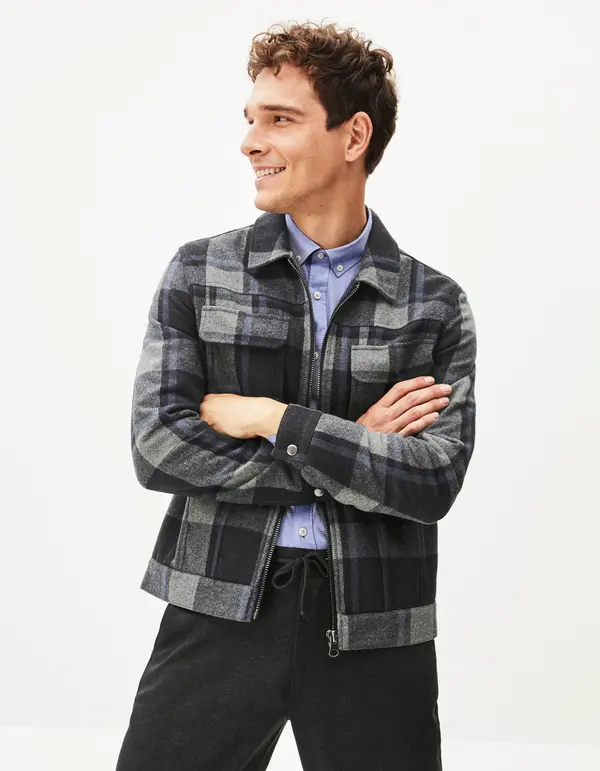 Celio Celio Wool Plaid Jacket Punjab - Mens