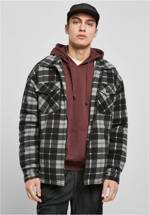 Urban Classics Checkered Teddy Lined Shirt Jacket black/white