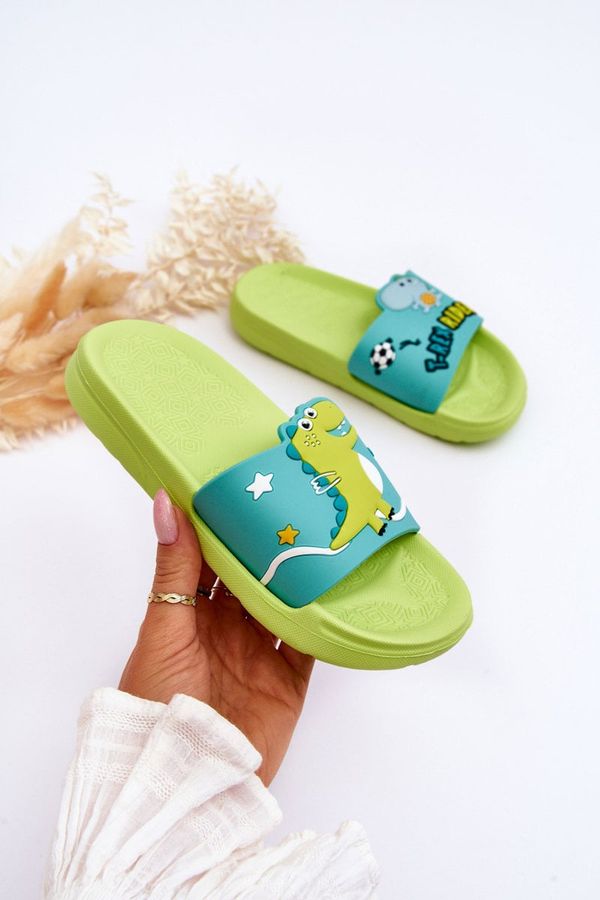 Kesi Children's Dinosaur T-Rex Slides Green Bernis