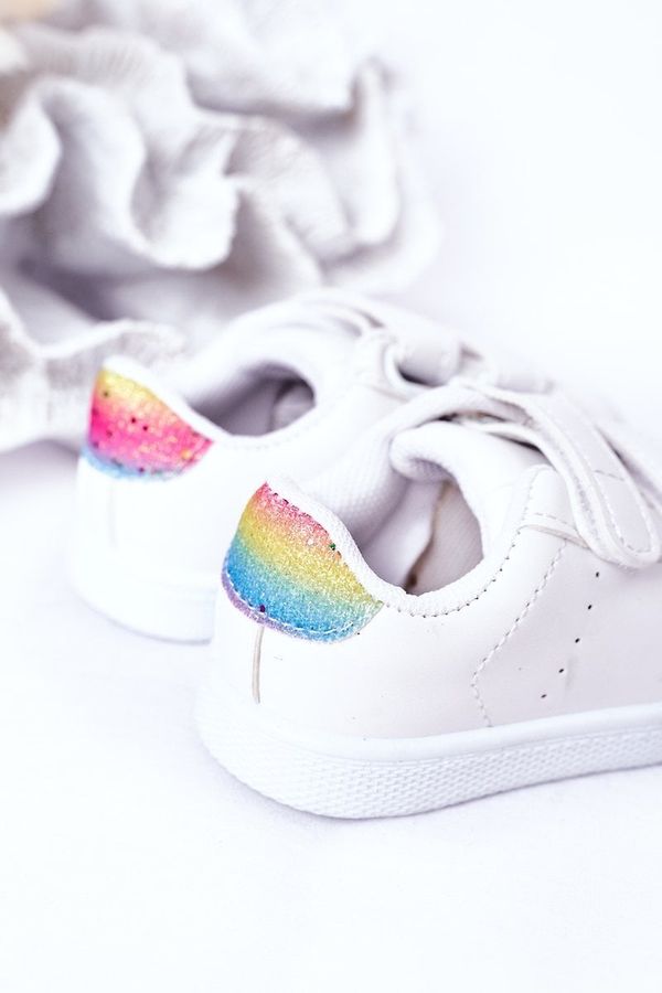 Kesi Children's Velcro Sneakers White-Rainbow Cute Girl