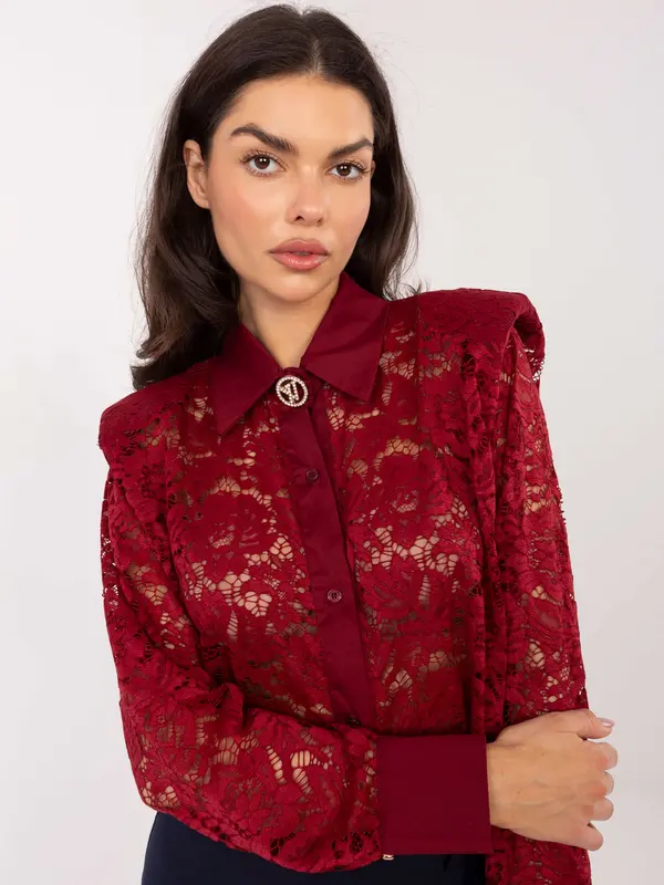 Italy Moda Čipkasta bluza u bordo boji