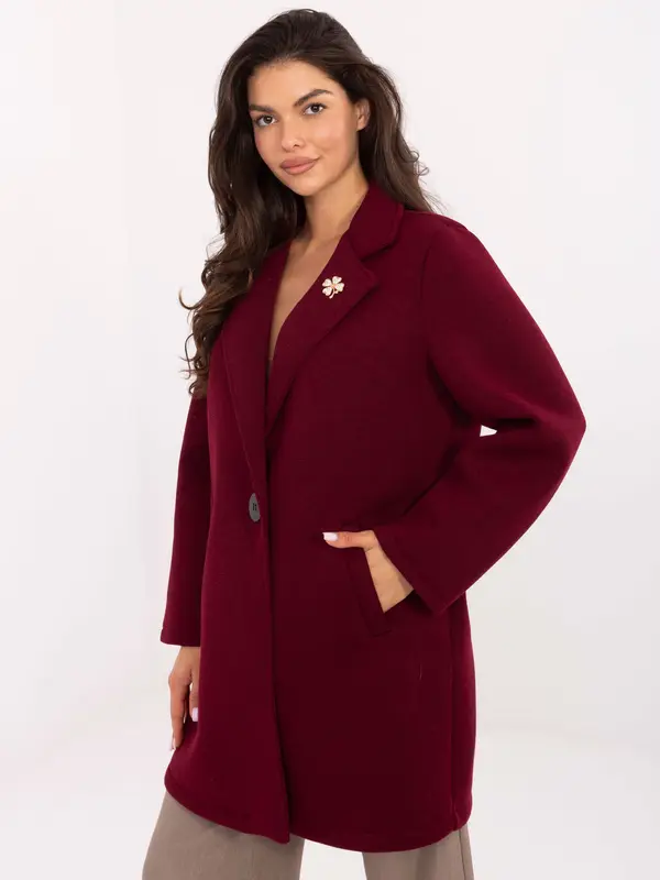 RUE PARIS Coat-IT-PL-FL8153.60-burgundy