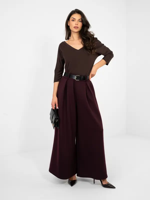 RUE PARIS Čokoladna bluza s V-izrezom