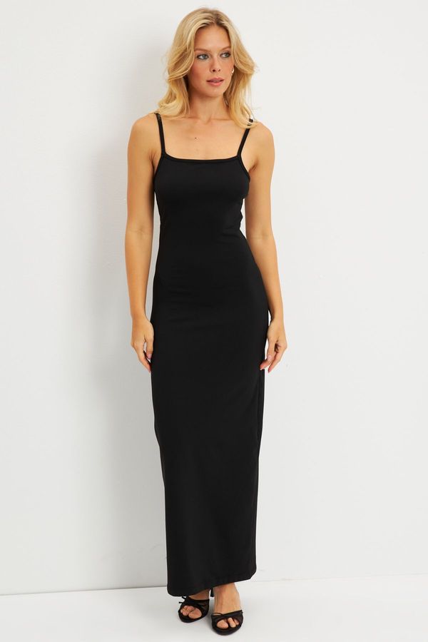 Cool & Sexy Cool & Sexy Women's Black Back Low-cut Midi Dress