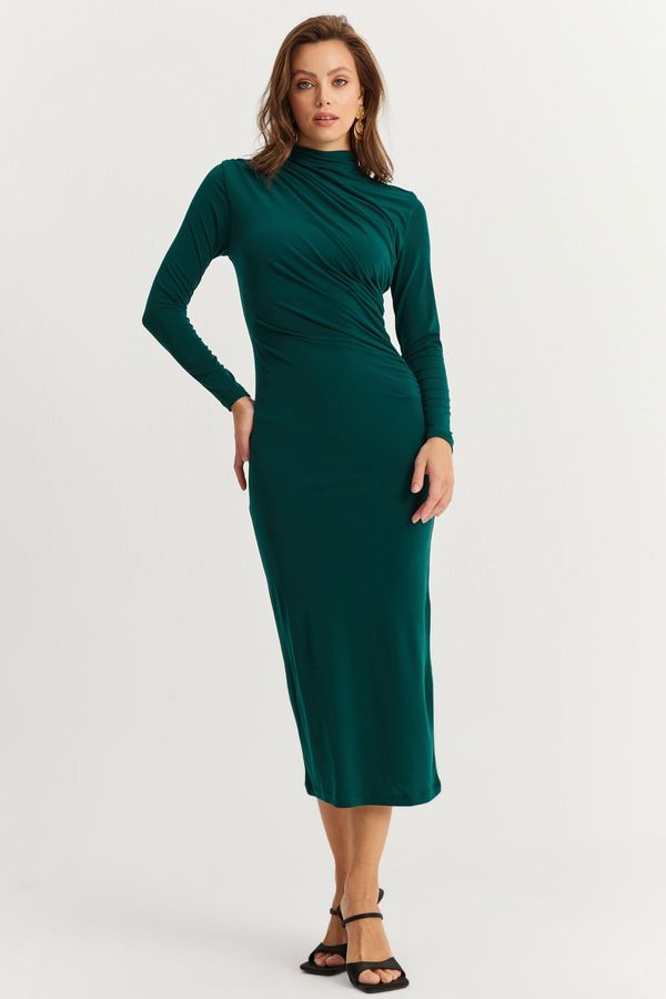 Cool & Sexy Cool & Sexy Women's Emerald Green Draped Maxi Dress
